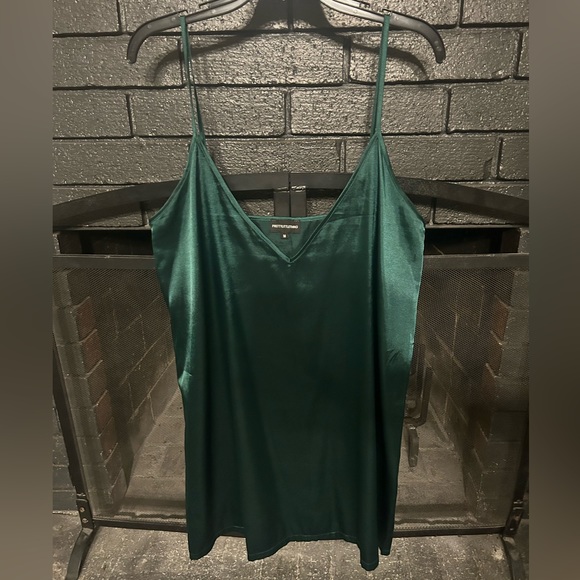 PLT dark green silk shift dress - Picture 1 of 2